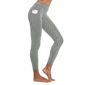 FitsT4 Sports Women's Gray Full Seat Silicon Grip Equestrian Tights Breeches  M
